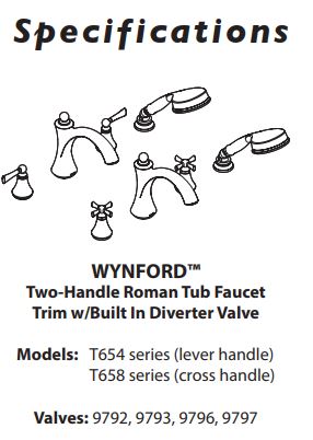 Tub Faucet Including Handheld Shower MOEN Wynford Polished Nickel Two-Handle Diverter Roman T654NL