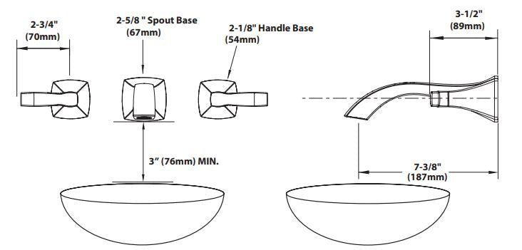 Bathroom Faucet MOEN Voss Brushed Gold Two-Handle Wall Mount T6906BG