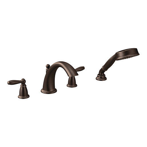 Tub Faucet Including Handheld Shower MOEN Brantford Oil Rubbed Bronze Two-Handle Low Arc Roman T924ORB