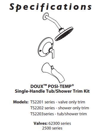 Posi-Temp® Valve Trim MOEN Doux Matte Black TS2201BL