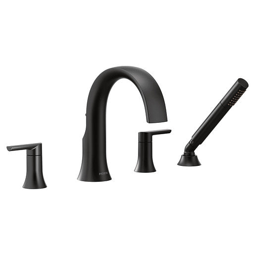 Two-Handle Non-Diverter Roman Tub Faucet MOEN Doux Matte Black TS984BL