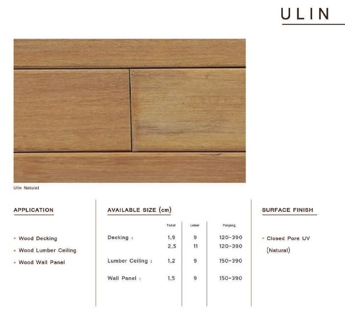 Bottega Wood Lumberceiling Ulin Panjang