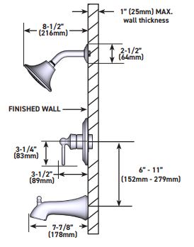 Tub Shower MOEN Wynford Polished Nickel M-CORE 2-Series UT24503EPNL