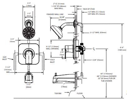 Genta LX Matte Black M-CORE 4 Port TubShower Valve Only UT2471BL