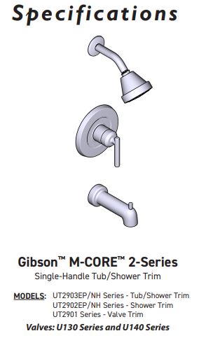 Tub/Shower MOEN Gibson Brushed Nickel M-CORE 2-Series UT2903EPBN