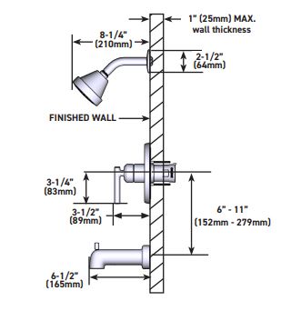 Tub/Shower MOEN Gibson Brushed Nickel M-CORE 2-Series UT2903EPBN