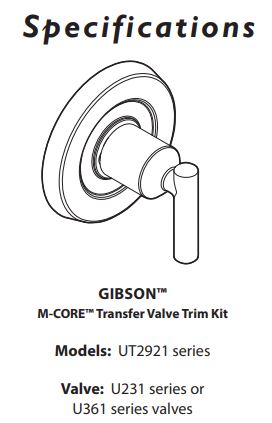 M-CORE Transfer Vertical MOEN Spa Gibson Brushed Nickel UT2921BN