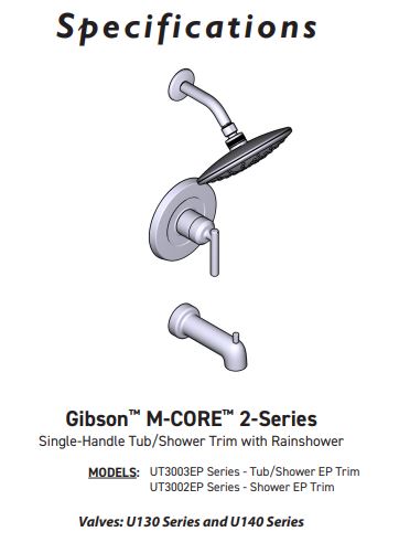 Tub/Shower MOEN Gibson Brushed Nickel M-CORE 2-Series RS UT3003EPBN