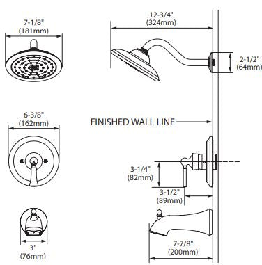 TubShower MOEN Wynford Polished Nickel M-CORE 3-Series UT35503NL