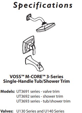 Tub/Shower MOEN Voss Brushed Gold M-CORE 3-Series UT3693EPBG