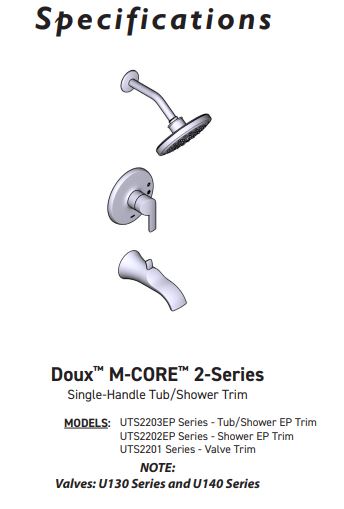 M-CORE 2-Series Shower Only MOEN Doux Matte Black UTS2202EPBL