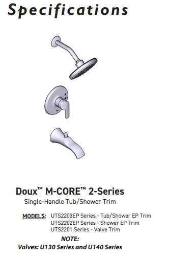 M-CORE 2-Series TubShower MOEN Doux Matte Black UTS2203EPBL