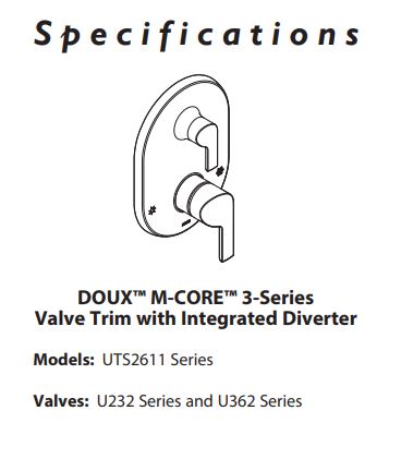 M-CORE 3-Series With Integrated Transfer Valve Trim MOEN Doux Matte Black UTS2611BL