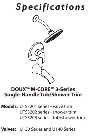 M-CORE 3-Series Tub/Shower Doux Matte Black UTS3203EPBL