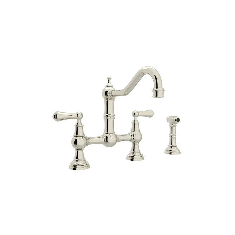 Perrin Rowe Provence Bridge Kitchen Faucet With Sidespray With Lever Handle- CN4756NI