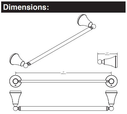 Bath Accessories MOEN Bath Accessories MOEN Wynford Polished Nickel 18" Towel Bar YB5218NL