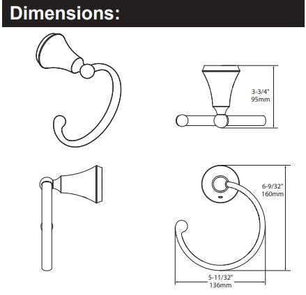 Bath Accessories MOEN Wynford Polished Nickel Towel Ring YB5286NL