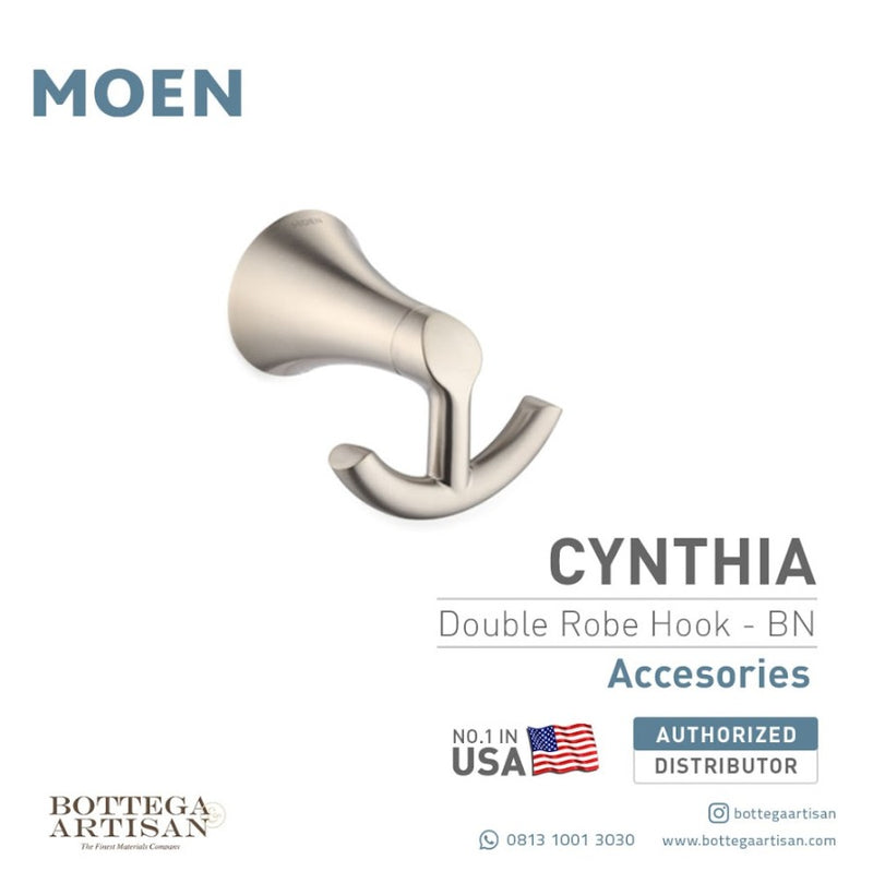 Cynthia Double Robe Hook Brushed Nickel ACC1707BN