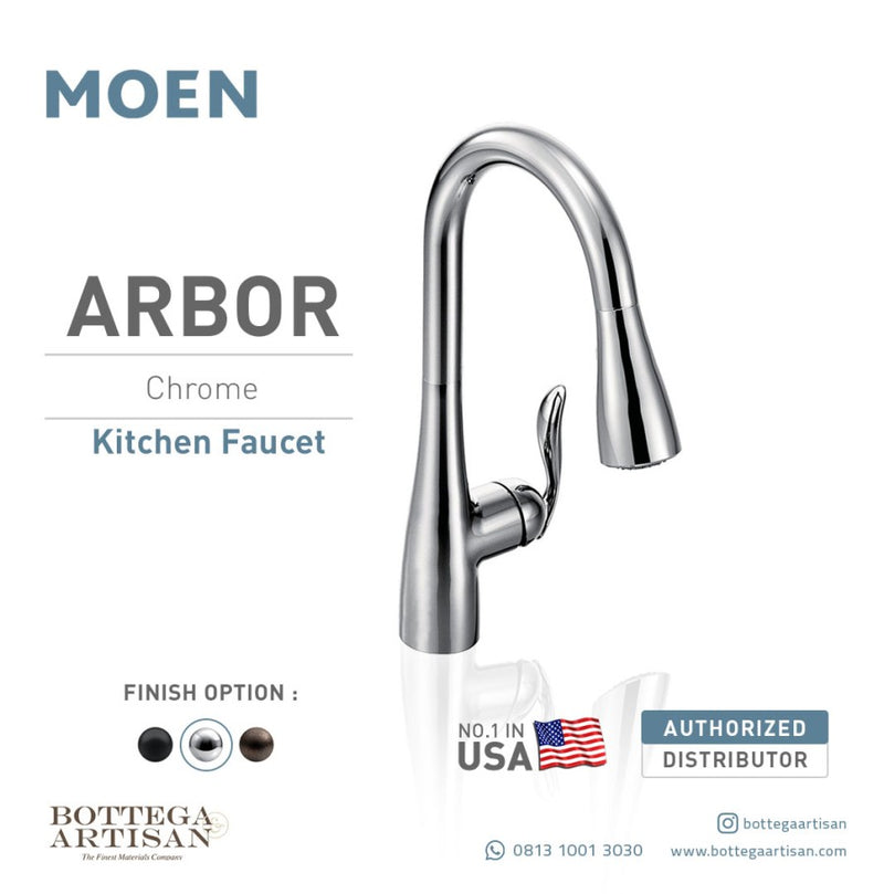 Arbor Chrome One-Handle High Arc Pulldown Kitchen Faucet 7594C