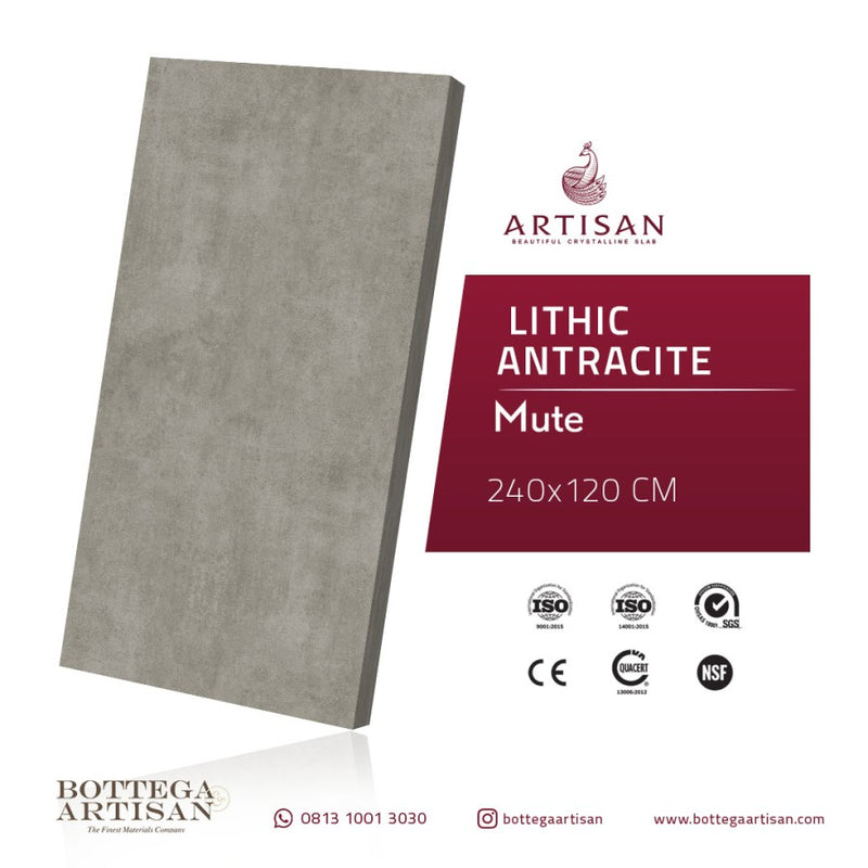 Granit Lamina Slab Artisan Lithic Antracite Mute 120X240