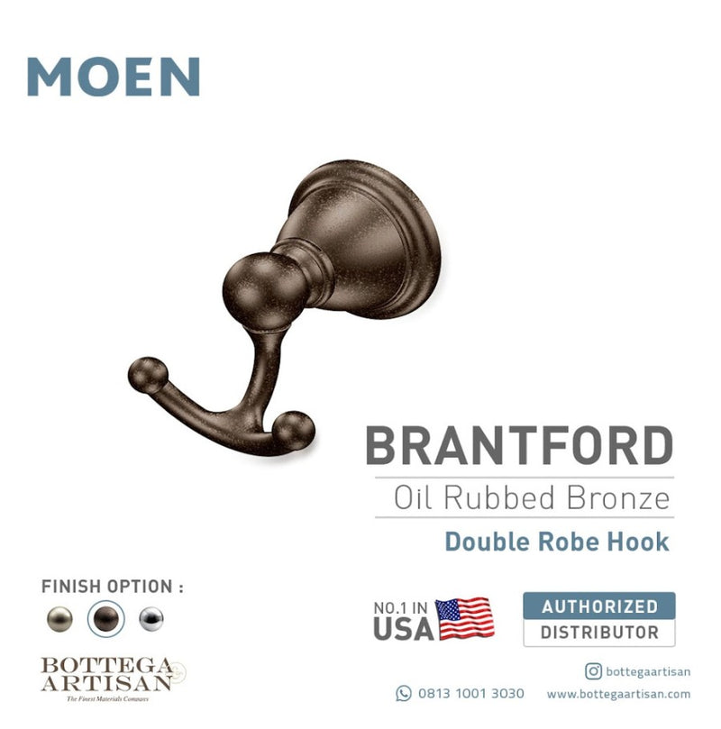 Bath Accessories MOEN Brantford Double Robe Hook Oil Rubbed Bronze YB2203ORB