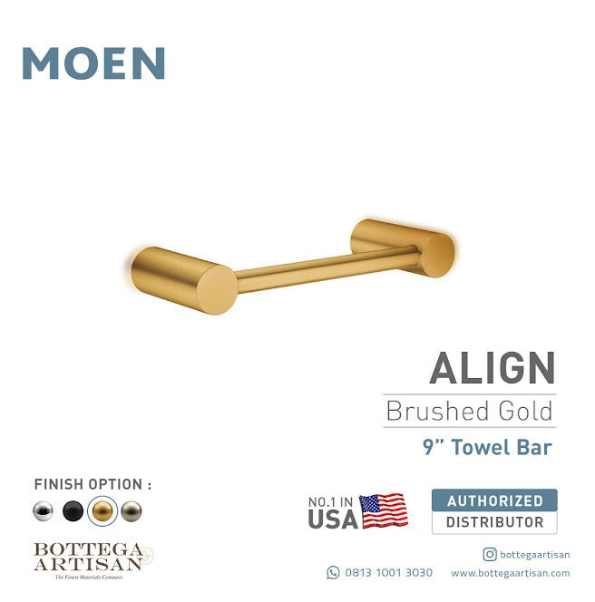 Align 9" Towel Bar Brushed Gold YB0486BG