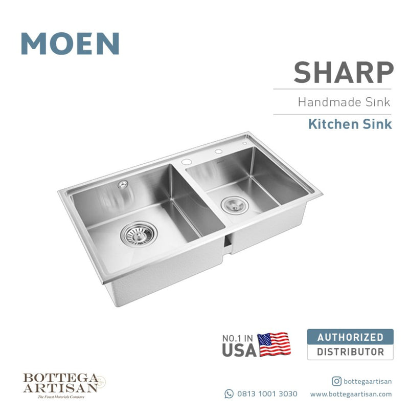 Sharp Double Bowl Stainless Steel Undermount Or Drop In Sink SK27522SL