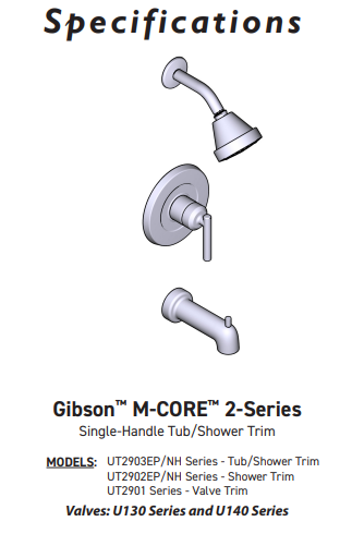 Shower Only - No Head MOEN Gibson Brushed Nickel M-CORE 2-Series UT2902NHBN