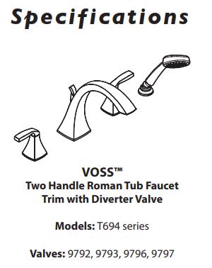 Two-Handle High Arc Roman Tub Faucet Including Handheld Shower MOEN Voss Brushed Gold T694BG