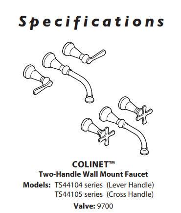 Bathroom Faucet MOEN Colinet Wallmount Faucet Matte Black TS44105BL